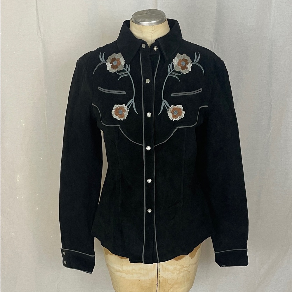 Bushwacker Embroidered Black Suede Jacket Size Large NWT